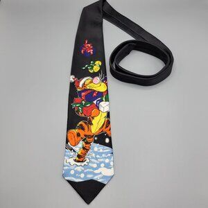Vintage Disney Christmas Tigger Tie Black Festive Holiday Design